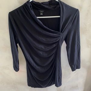 Ann Taylor 3/4 sleeve top with asymmetric neckline